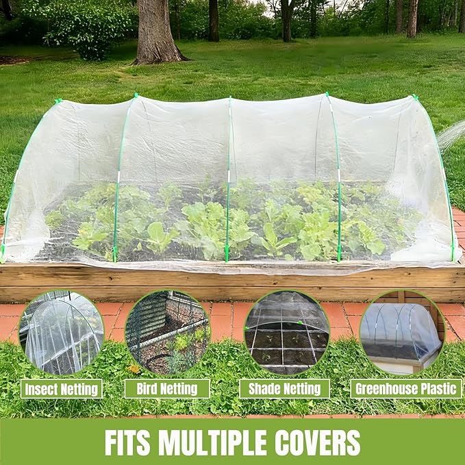 Garden Netting Kit with 36Pcs Garden Hoops, 10x20FT Ultra-Fine Mesh | Insect Barrier for Vegetables, Fruits & Flowers | Raised Bed & Row Cover Protection