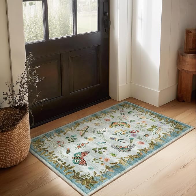 2x3 Washable Throw Rugs for Entryway: Door Mat Indoor Entrance Small Area Rug Non-Slip Low Pile Soft Kitchen Rug for Front Door Indoor Entrance Bedside Entry Kids Room