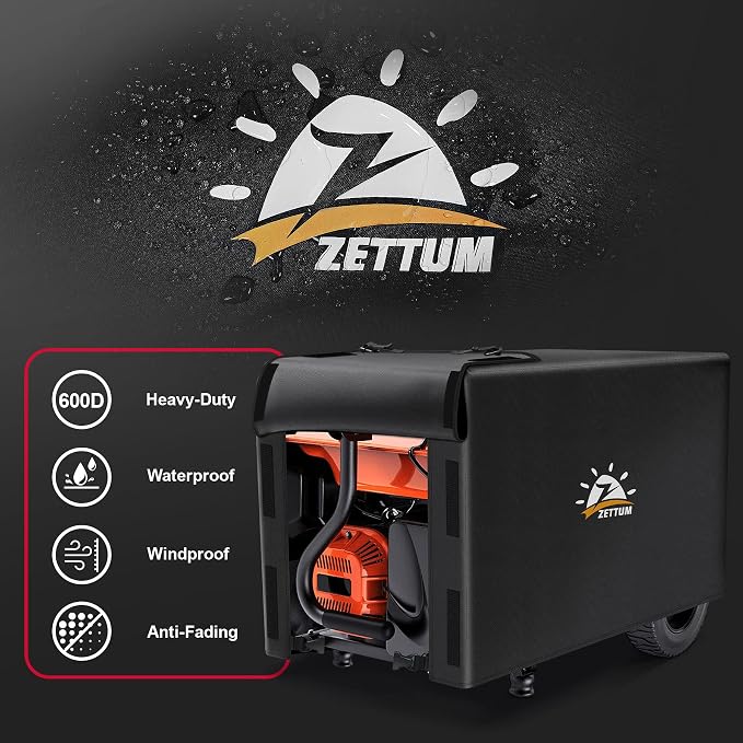 Zettum Generator Cover 24 Inch - 600D Outdoor Generator Covers Heavy Duty Waterproof, Small Equipment Cover Outside for DuroMax, Westinghouse, Champion, Predator, Honda Portable Generator 2000-5000W
