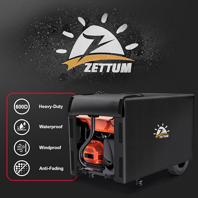 Zettum Generator Cover 25 Inch - 600D Outdoor Generator Covers Heavy Duty Waterproof, Small Equipment Cover Outside for DuroMax, Westinghouse, Champion, Predator, Honda Portable Generator 3000-5000W