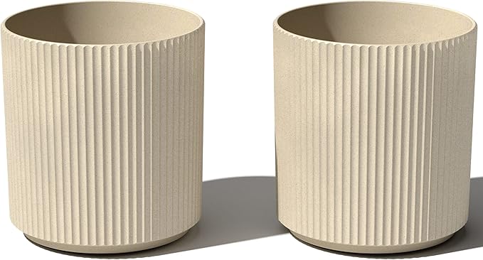 Veradek Demi Series Round Planter for Porch, Patio, Backyard | Durable Plastic-Stone Composite Material | Modern Décor for Tall Plants, Flowers