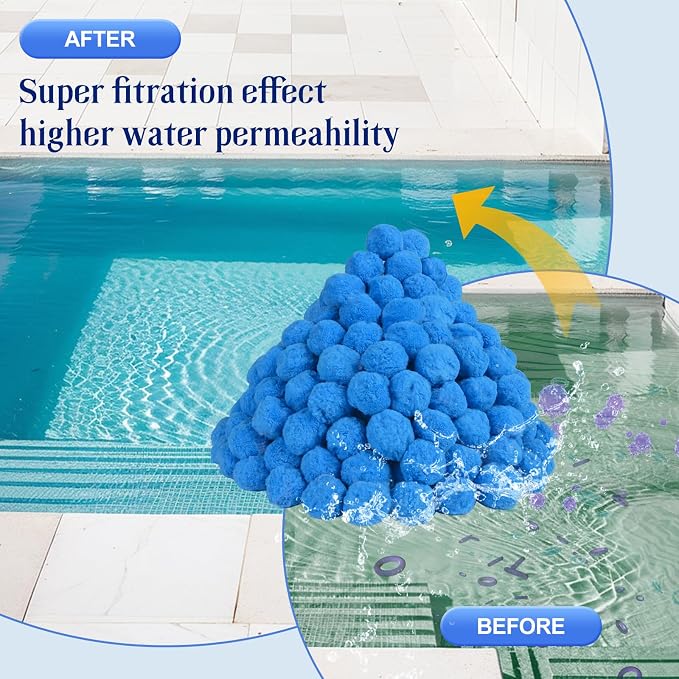 3.1 LBS Pool Filter Balls for Sand Pump, Swimming Pool Filter Media | New Efficient, Blue Eco-Friendly Filter Balls Equals 110 lbs Pool Filter Sand for All Sand Filter System