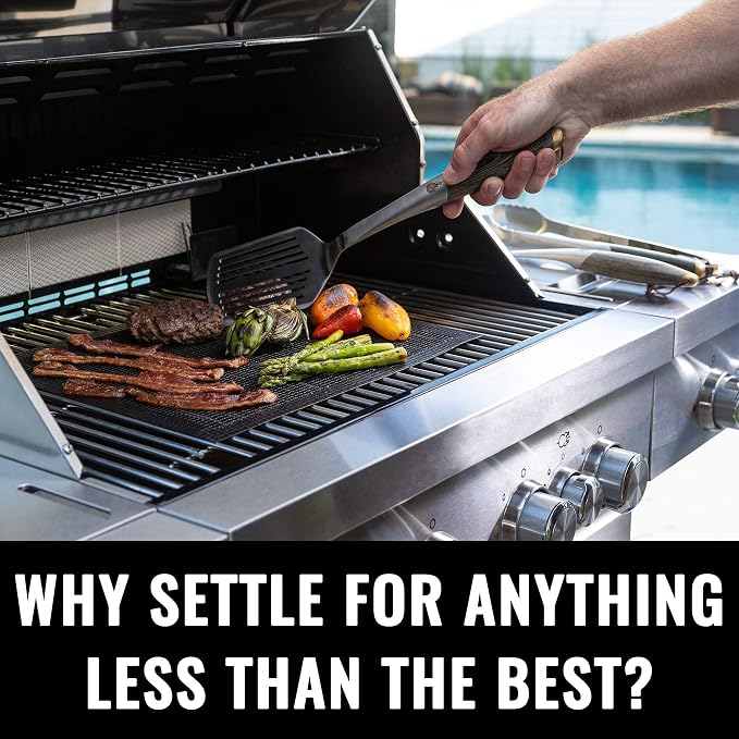 Grillaholics Premium BBQ Grill Tools – The Ultimate Grilling Gift for Dad - Luxury 4-Piece Barbecue Utensils Grill Set with Wooden Gift Box | Father's Day Gift | Includes Spatula, Tongs, Meat Fork, & Silicone Baster