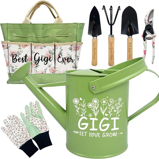 Gifts for Gigi Mothers Day, Gardening Kit Gigi Gifts from Grandkids Floral Gardening Tools and Durable Garden Tools Organizer Tote, Ideal Gardening Gift for Women on Birthday Plant Lover Present