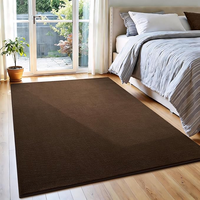 Vasofe 4x6 Area Rugs for Bedroom Living Room, Brown Modern Memory Foam Rug | Thickened Throw Carpet, Super Soft Kids Boys Girls Room Rug, Non-Slip Washable Carpets for Dorm Nursery Classroom Office