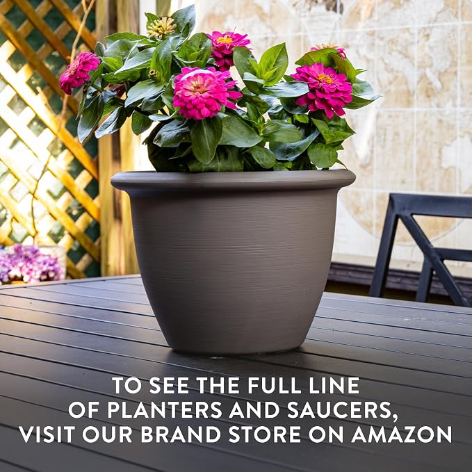 The HC Companies Sevilla Flower Planters - Outdoor & Indoor Planter - Round Self Watering Plant Pots for Herbs & More (14”, White, Pack of 2)