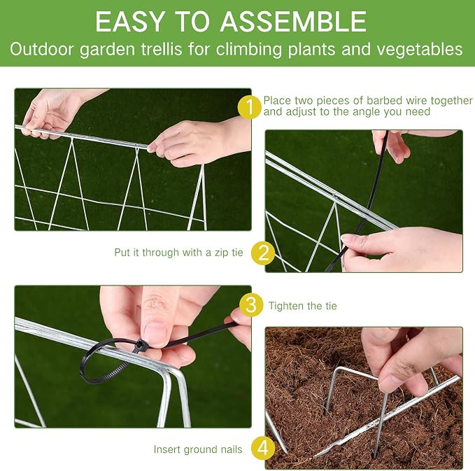 Yaocom Foldable Cucumber Trellis for Raised Bed, 35" x 18", A Frame Garden Trellis for Climbing Plants, Vegetables, Tomato, Pea, Grape, Metal Cattle Panel Trellis with Gloves (2 Pack)