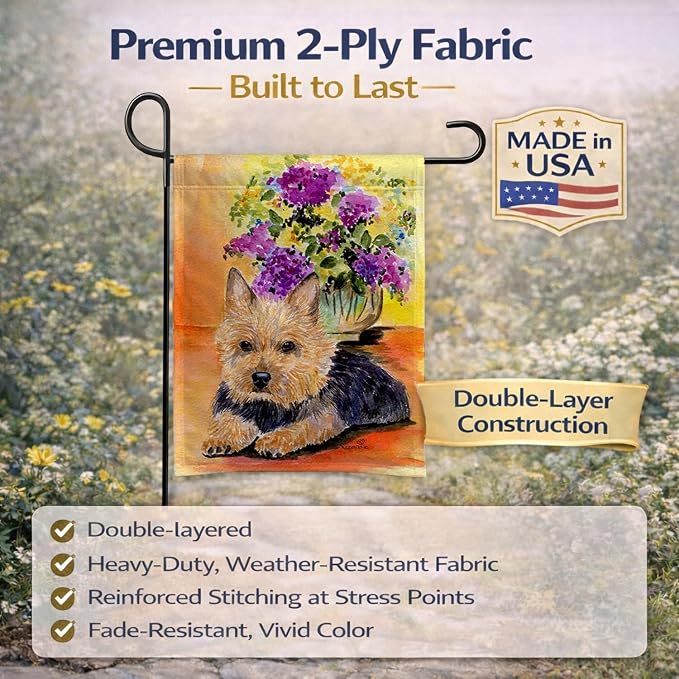 Caroline's Treasures SS8297GF Norwich Terrier Garden Flag Mailbox Flag Decorative Yard Flag Banner Outside Patio Artwork Yard Flower Beds, Garden Size, Multicolor
