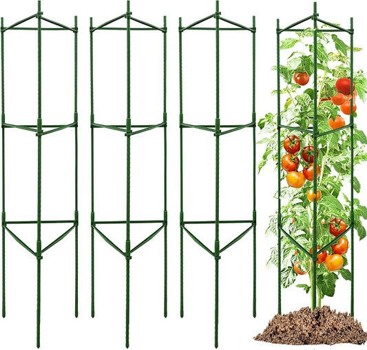 TCBWFY 4-Pack 48-Inch Adjustable Tomato Cages, Heavy-Duty Metal Plant Support Trellis for Garden and Pots, DIY Tomato Stakes, Height Adjustable 16 to 192 Inches