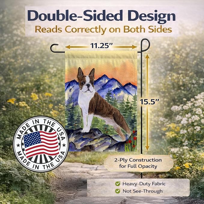 Caroline's Treasures SS8162GF Boston Terrier Garden Flag Mailbox Flag Decorative Yard Flag Banner Outside Patio Artwork Yard Flower Beds, Garden Size, Multicolor