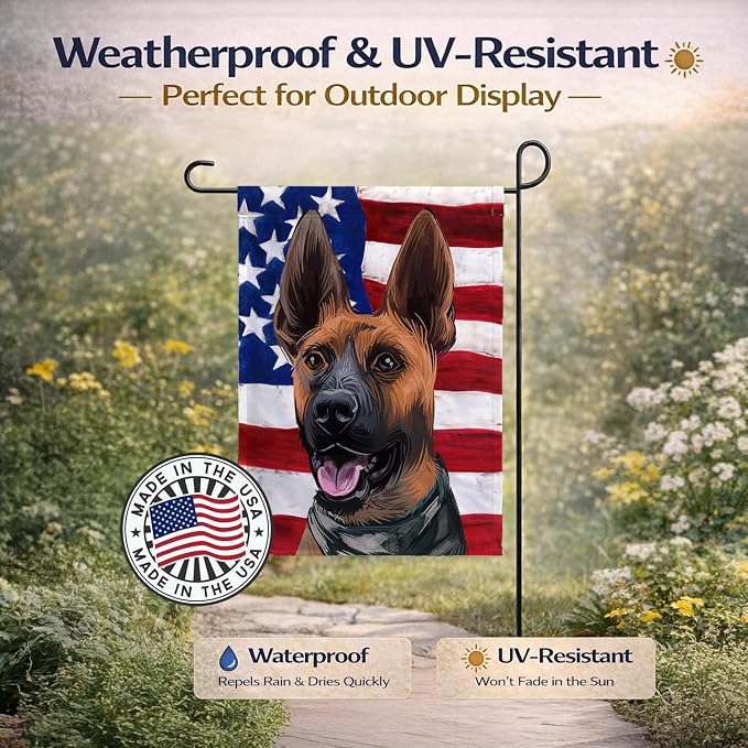 Caroline's Treasures CK6646GF Plott Hound Dog American Flag Garden Flag Mailbox Flag Decorative Yard Flag Banner Outside Patio Artwork Yard Flower Beds, Garden Size, Multicolor