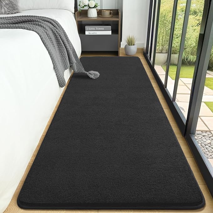 AROGAN 2x8 Runner Rug for Hallway, Long Runner Rugs Non Slip, Dark Grey | Soft Washable Memory Foam Carpet for Bedroom, Non Slip Backing Runners Rug for Hallways, Kitchen, Bathroom, Entryway Home