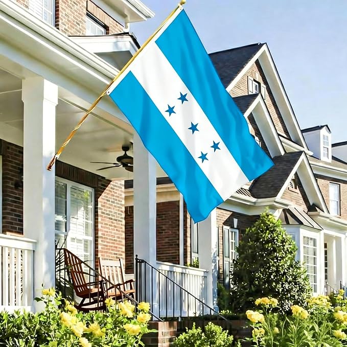 AhfuLife Honduras Flag 3x5 Ft, 2 Pcs Large Honduras Flags for Outside - Double Side with Brass Eyelets for Olympic Party Decorations Bar Garden Street Decoration Indoor Outdoor