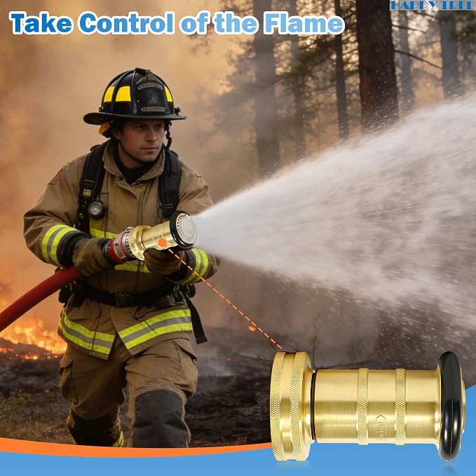 Happy Tree 2" NPSH Fire Hose Nozzle Brass Fire Equipment Heavy Duty Industrial Fog Nozzle