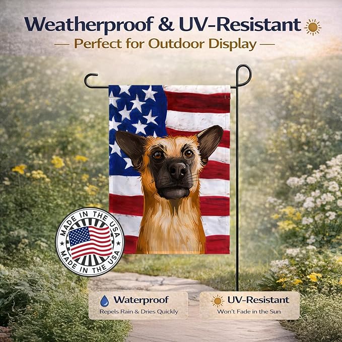 Caroline's Treasures CK6489GF Chinook Dog American Flag Garden Flag Mailbox Flag Decorative Yard Flag Banner Outside Patio Artwork Yard Flower Beds, Garden Size, Multicolor