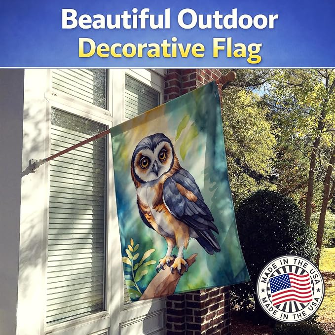 Caroline's Treasures Spectacled Owl House Flag Large Porch Sleeve Pole Decorative Outside Yard Banner Artwork Wall Hanging, Polyester, House Size, Multicolor