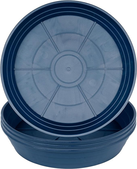 Plant Saucer 6 Inch 4 Pack 6 8 10 12 14 16 18 20 25, Plastic Plant Trays for Pots，Extra-Deep Plant Water Dray Tray, Bird Bath Bowl, Heavy Flower Plant saucers Indoors and Outdoor No Holes 6in-4 blue