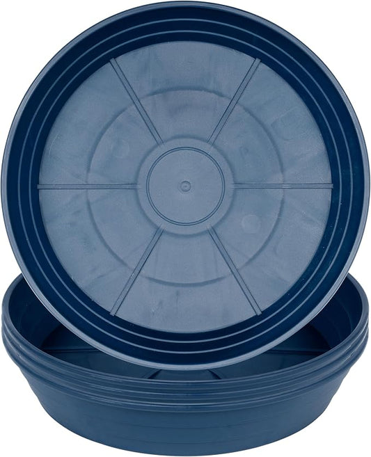 Plant Saucer 8 Inch 4 Pack 6 8 10 12 14 16 18 20 25, Plastic Plant Trays for Pots，Extra-Deep Plant Water Dray Tray, Bird Bath Bowl, Heavy Flower Plant saucers Indoors and Outdoor No Holes 8in-4 blue