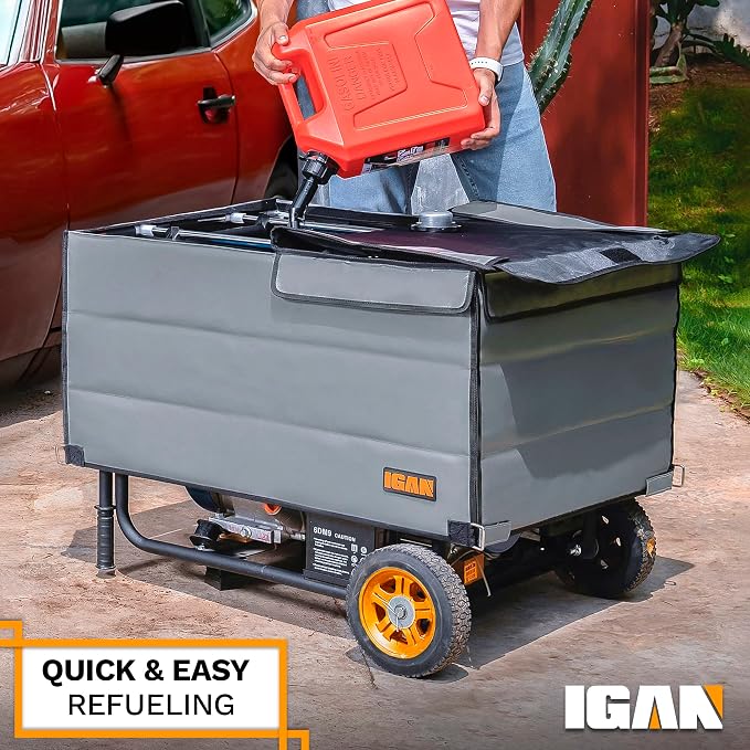 IGAN Generator Covers While Running Pro-Max for most 3500w-12000w Generators - Ultra Heavy Duty Generator Covers for Outside with Windproof Kit - Portable Waterproof Generator Cover, Gray