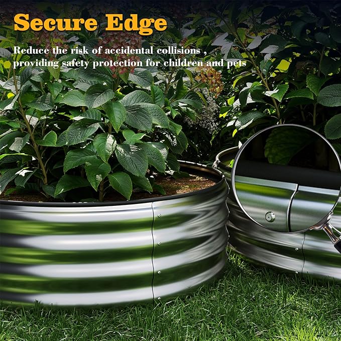 ZFHgarden Galvanized Metal Planter Round Raised Garden Bed Kit for Gardening Outdoor，3x3x1ft 2PC Grow Garden Box Raised Flower Bed，Round Galvanized Planter Outdoor Large Metal Fire Pit Ring Green