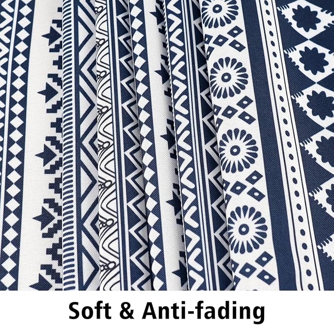 Outdoor Tablecloth with Umbrella Hole and Zipper, Rectangle Patio Table Covers for Spring/Summer, Machine Washable Outdoor Picnic Table Cloth (Boho, 60" × 120" Rectangular)