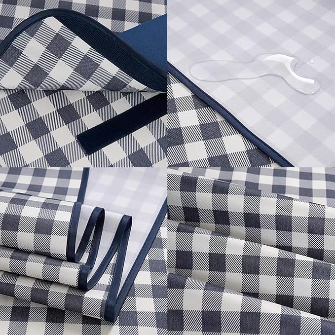 Wind Tour Waterproof Picnic Blanket with Carry Strap - Foldable Sandproof Outdoor Mat for Camping, Beach, Park - 59" x 71",Grey Grid (Single Mat)