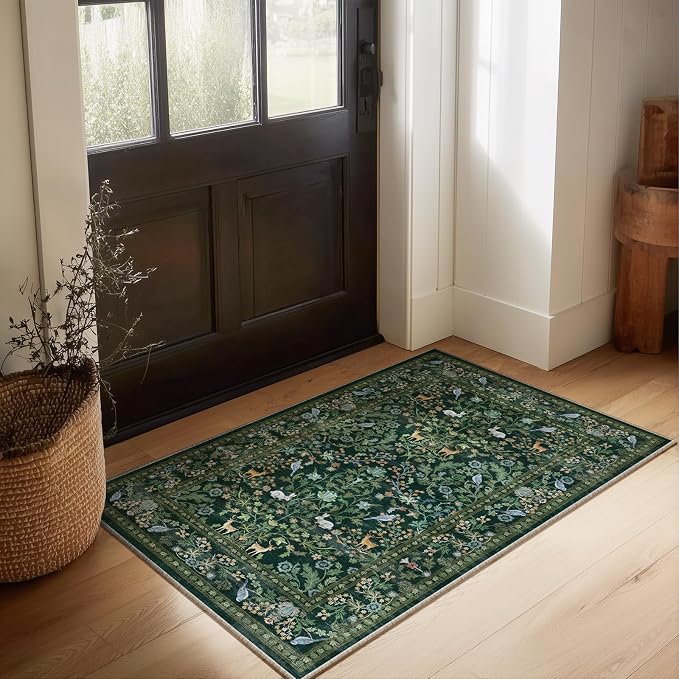 2x3 Washable Rugs for Entryway Indoor: Small Area Rug Door Mat Entrance Non-Slip Low Pile Soft Throw Rug for Kitchen Front Door Indoor Entrance Bedside Entry Kids Room