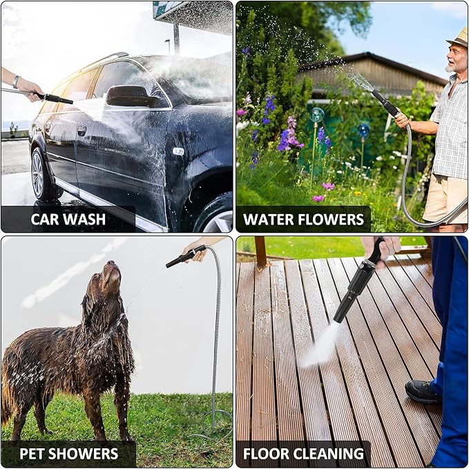 Metal Garden Hose 100ft with Super Tough and Soft Water Hose, Household Stainless Steel Durable Adjustable Nozzle, No Kinks Tangles, Easy to Store Storage Strap