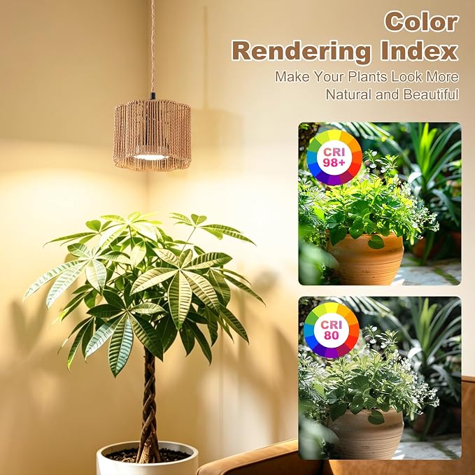Grow Lights for Indoor Plants, Boho Plants Light, with Timer and 15FT Power Cord, 30W Pendant Plant Lights for Indoor Growing,Grow Light for Garden, Flowers, Monstera Growing