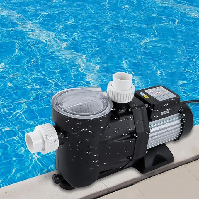 Pool Pump 1.5 HP with 24H Timer, 52.49 ft Lift Quiet Single Voltage Pool Pump 422.68 qt/min Max Flow Overheat Protection, PP Body 24H Timer for Home or Small Commercial Pool Use (Style 3)