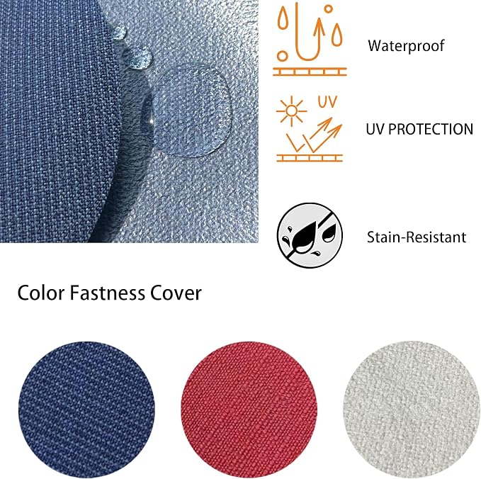 19"x19" Outdoor Universal Cushion Set of 1, Patio Cushions with Handles & Ties, Water-Proof Stain-Resistant UV Resistant Weather Resistant High Resilience Foam with YKK Zippers,Navy Blue
