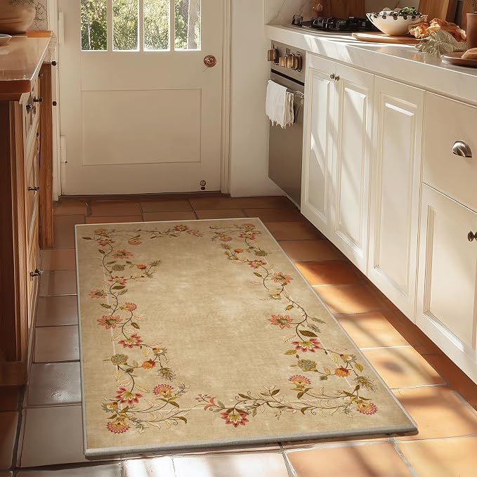 3x5 Small Area Rugs for Entryway: Machine Washable Rugs Stain Resistant Non Slip Low Pile Soft Faux Wool Lightweight Entry Rug for Bedroom Living Room Kitchen Bathroom Laundry Room Home Office Indoor