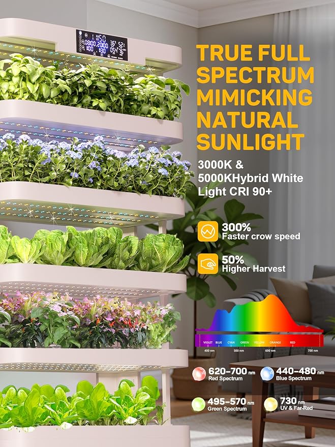 Large Hydroponics Growing System,148 Pod Vertical Indoor Garden Tower | hydroponic tower, Full-Spectrum Grow Lights, Ultra-Quiet Pump, Dual Water Tanks, 30-Day Self-Managed for Home & Commercial
