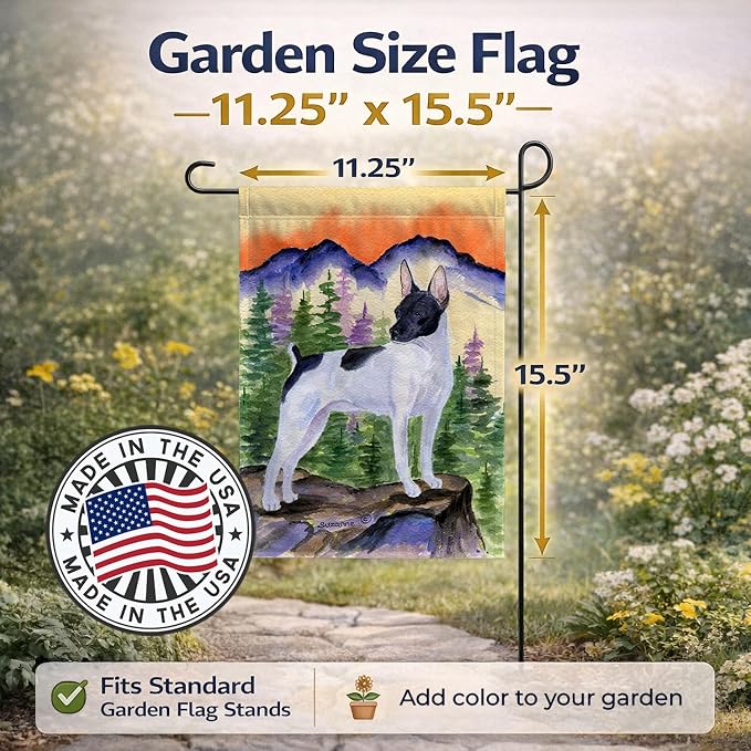 Caroline's Treasures SS8224GF Rat Terrier Garden Flag Mailbox Flag Decorative Yard Flag Banner Outside Patio Artwork Yard Flower Beds, Garden Size, Multicolor