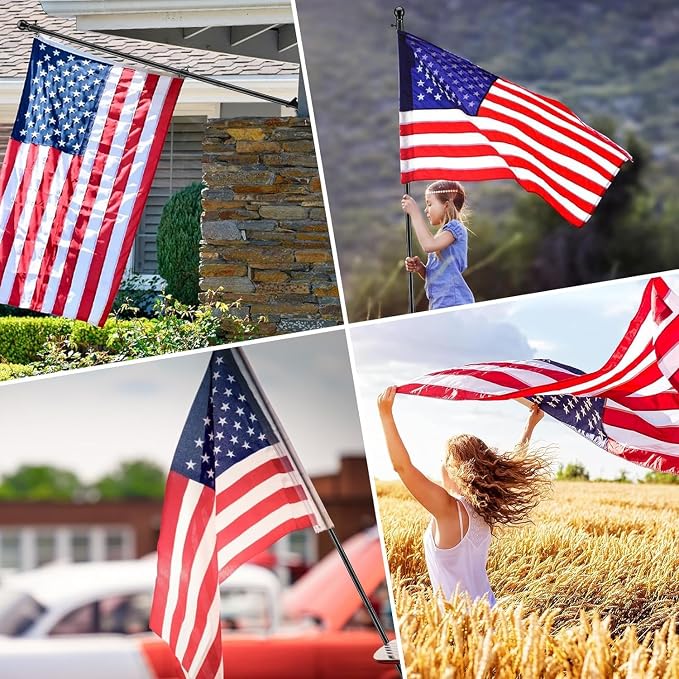 Flag Pole Kit with 3x5 US Flag - Includes 5ft Heavy Duty Tangle Free Flagpole,Weather Resistant 3x5 Embroidered American Flag,Aluminum Holder Bracket,for Outside House,Porch,Outdoor