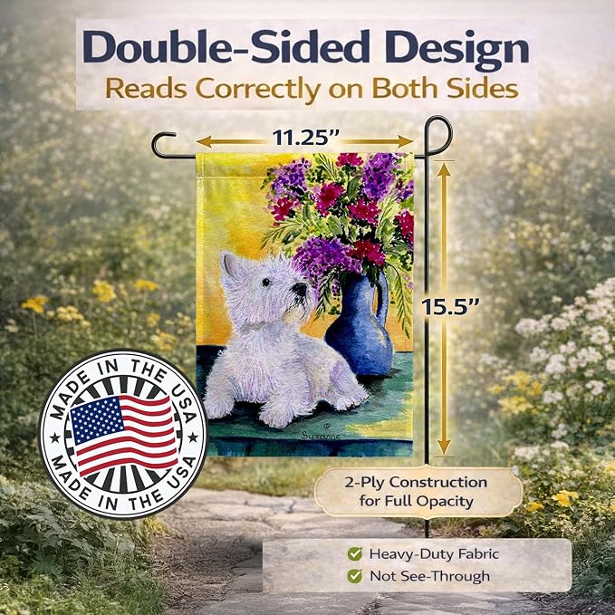 Caroline's Treasures SS8301GF Westie Garden Flag Mailbox Flag Decorative Yard Flag Banner Outside Patio Artwork Yard Flower Beds, Garden Size, Multicolor