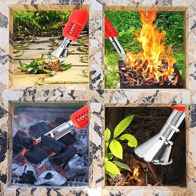 2000W Electric Weed Burner - 650℃ Thermal Weeder & BBQ Lighter W/2 Nozzles, 6ft Cord For Garden/Patio/Driveway (Flame & Hot Air Modes)