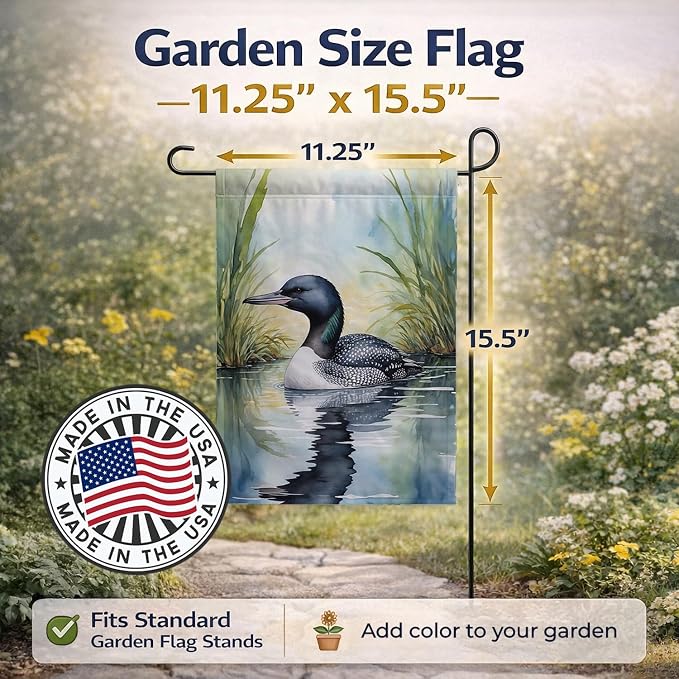 Caroline's Treasures Minnesota Common Loon Garden Flag Mailbox Flag Decorative Yard Flag Banner Outside Patio Artwork Yard Flower Beds, Garden Size, Multicolor