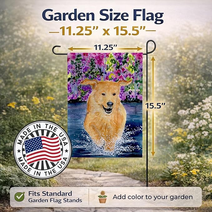 Caroline's Treasures SS8627GF Golden Retriever Garden Flag Mailbox Flag Decorative Yard Flag Banner Outside Patio Artwork Yard Flower Beds, Garden Size, Multicolor