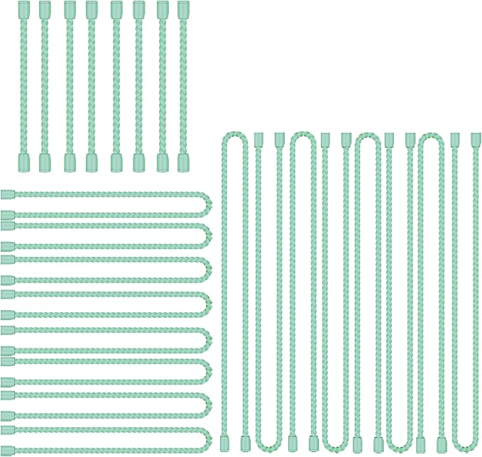 24PCS 4-Inch, 12-Inch, 18-Inch Silicone Cable Ties, Bendable Rubber Twist Ties, Reusable Twist Ties for Cords, gear ties for Organizing, Bundling (Mint Green)