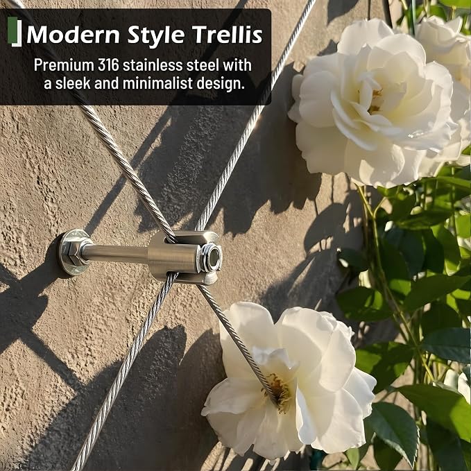 Wire Trellis for Climbing Plants Outdoor, 30-Set Wall Trellis Kit, T316 Espalier System for Fence and Garden DIY Projects (Hubs Only, Without Cable)