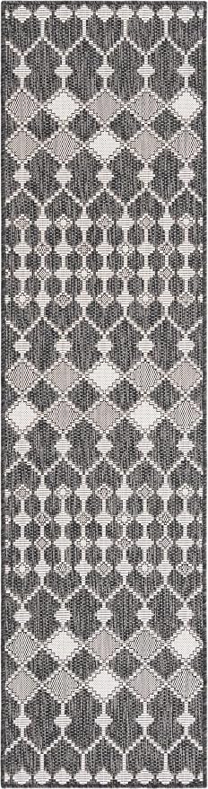 Unique Loom Outdoor Trellis Collection Area Rug - Traliccio (2' x 7' 10" Runner, Charcoal/ Ivory)