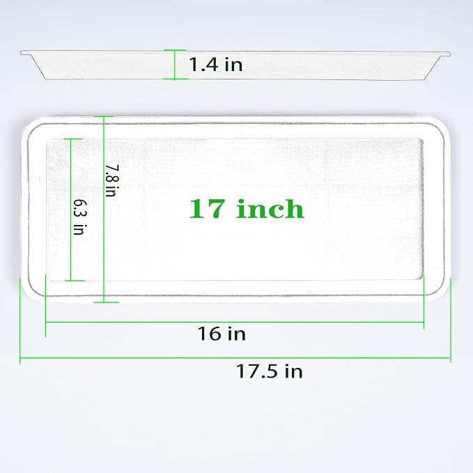 VUWEZ 2 Pack of Plastic Plant Tray Saucer Rectangular 17 18 inch, Pot Trays Saucers for Indoors Outdoor, Plant Water Drip Tray for Flower, Windowsill Planter Trays (7.8 X 17.5'', Cream White)