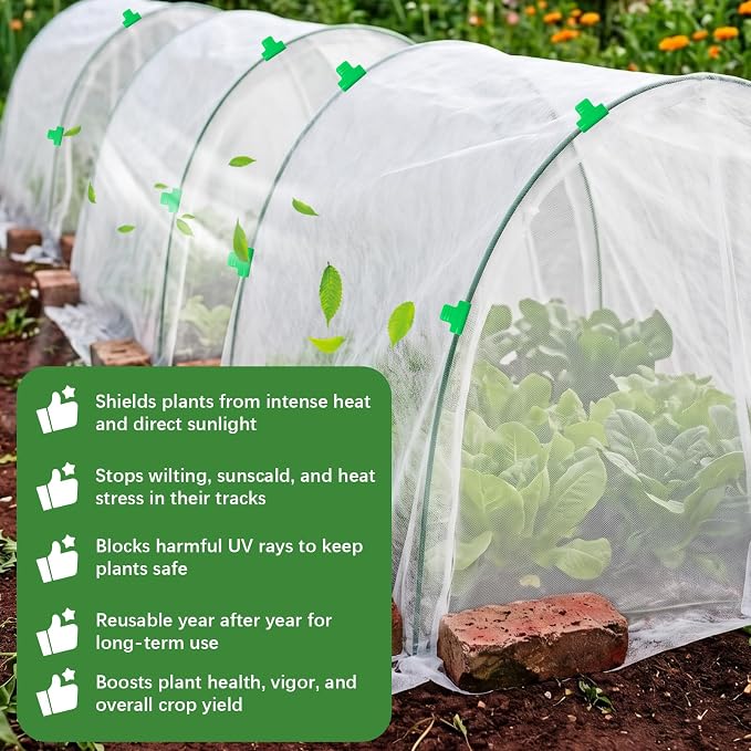 2PCS Plant Sun Protection Cloth, 10 X 15 Ft Non-Woven Garden Plant Shade Cloth White Cover Blanket Outdoor Bug Netting Sun Block for Protecting Plants Vegetable Rows from Direct Sunlight