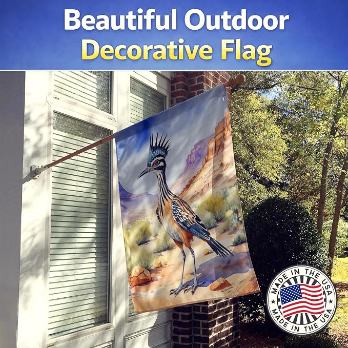 Caroline's Treasures New Mexico Greater Roadrunner House Flag Large Porch Sleeve Pole Decorative Outside Yard Banner Artwork Wall Hanging, Polyester, House Size, Multicolor