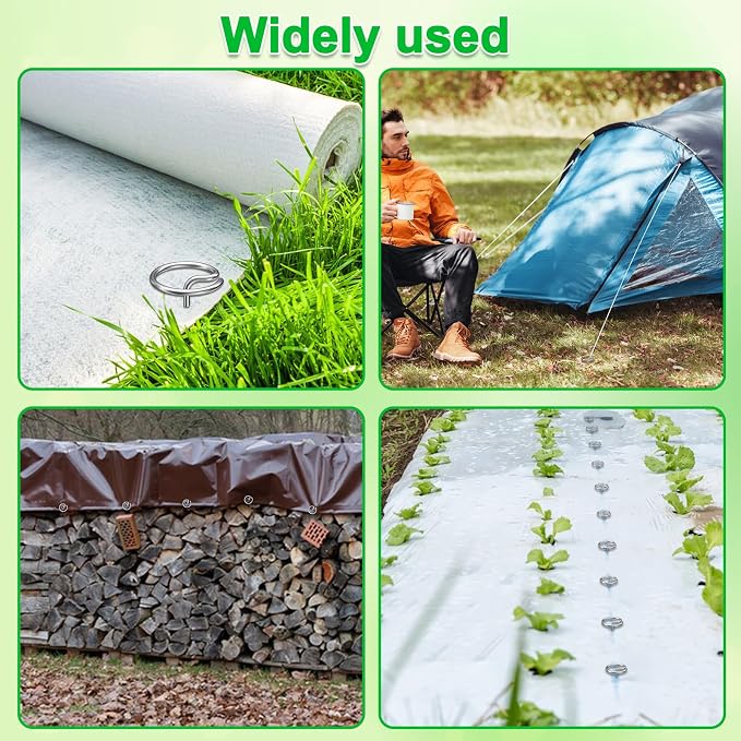 80 Pcs 6-Inch Heavy-Duty Galvanized Landscape Staples – Thickened 8 Gauge Circle Top Pins, Rust-Resistant for Weed Barrier, Landscape Fabric, and Garden Projects