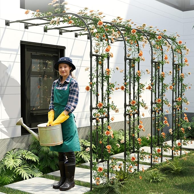 BUKLIYN Half Sided Arch Against The Wall Garden Trellis - Garden Arch Arbor Trellis for Climbing Plants Outdoor - Garden Arch for Home Yard and Garden