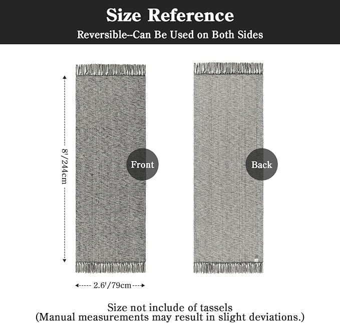 Boho Washable Kitchen Runner Rug, Farmhouse Hallway Rugs | 2.6' x 8' Modern Gray Bathroom Rugs, Hand Woven Low Profile Entry Hall Carpet for Laundry Bedroom Bedside PatioDecor
