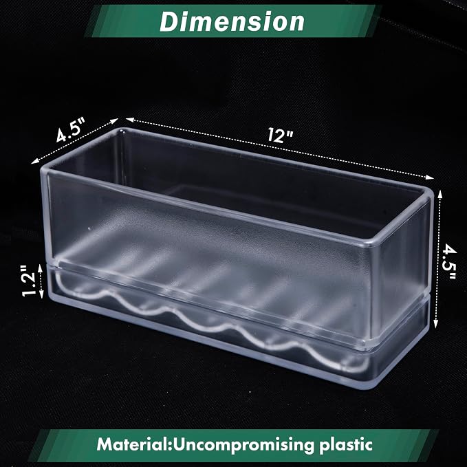 D'vine Dev 12 Inch Window Box Planter, Rectangle Acrylic Herb Planter with Drainage Holes and Saucer, Indoor Succulent Cactus Vegetable Pot for Windowsill, Garden Balcony, Clear, Set of 2, 76-X-D-2