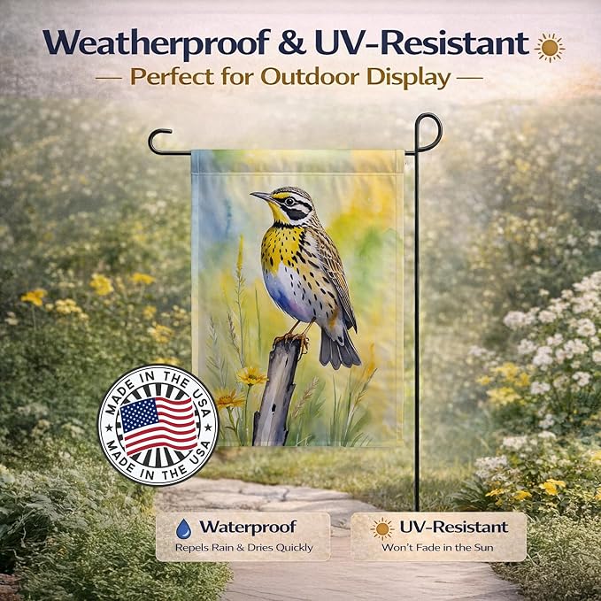 Caroline's Treasures Montana Western Meadowlark Garden Flag Mailbox Flag Decorative Yard Flag Banner Outside Patio Artwork Yard Flower Beds, Garden Size, Multicolor